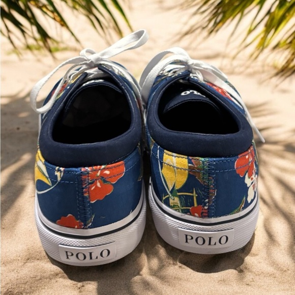 Polo by Ralph Lauren Faxon X Blue Floral Sneakers. Men’s Size 10.5 NWOB. - Picture 7 of 11